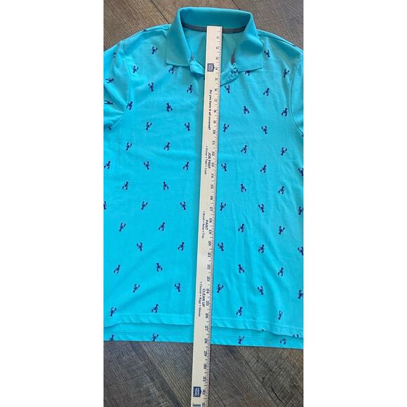 Old Navy Men's Classic Fit Pique Polo M Lobster Print Turquoise - Picture 8 of 10